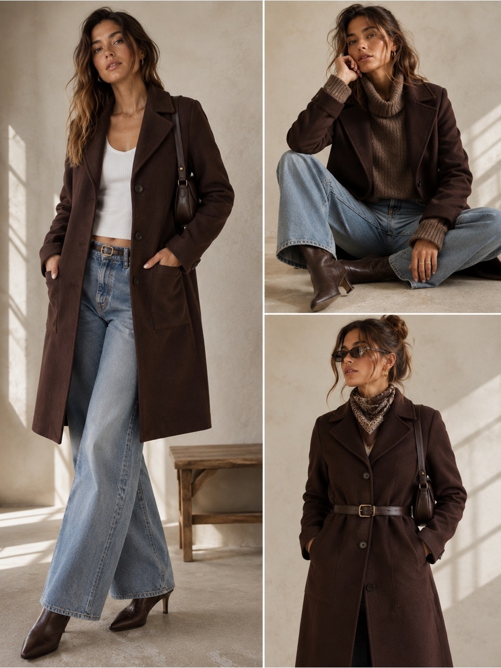 Candace Cameron Bure Chocolate Brown Button Front Winter Coat Womens SP